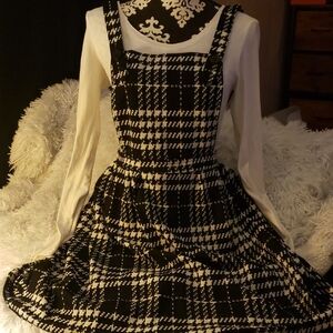 Elegant Black and White Checkered  Dress
